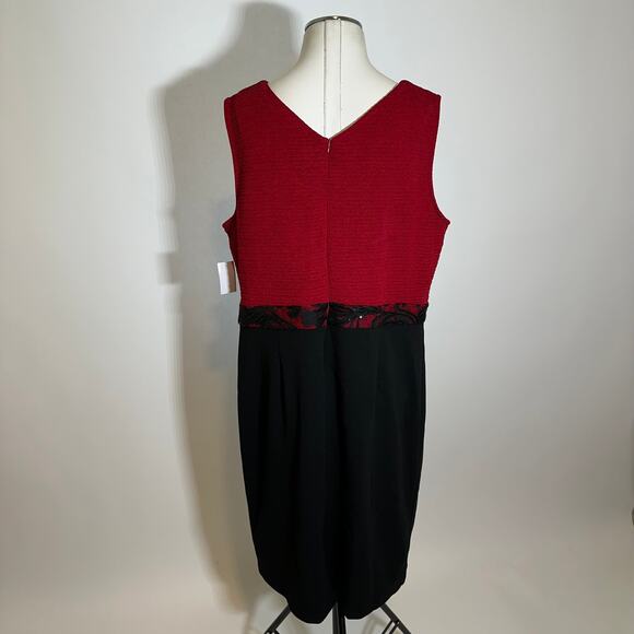 NWT Maya Brooke Red/Black 2 Piece Dress Suit Lace Trim Blazer Set Womens Size 16 - Picture 9 of 16